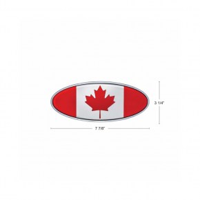 Chrome Plated Oval Die Cast Canada Flag Emblem