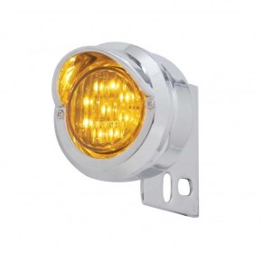 9 LED Mud Flap Hanger End Light w/ Visor - Amber LED/Amber Lens