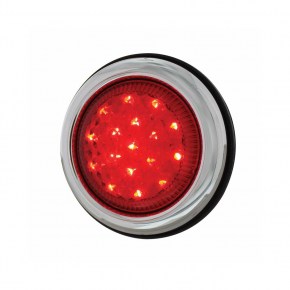17 LED Chrome Tail Light Assembly w/ Flush Mount Bezel - Red LED/Red Lens