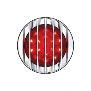 17 LED Chrome Grill Tail Light Assembly w/ Flush Mount Bezel - Red LED/Red Lens