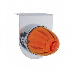 Stainless Steel Light Bracket w/ One Incandescent Glass Watermelon Light - Amber Lens