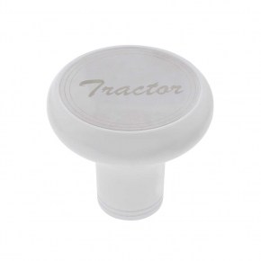 Tractor Deluxe Aluminum Screw-On Air Valve Knob -Stainless Plaque - Pearl White