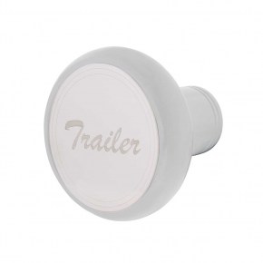 Trailer Deluxe Aluminum Screw-On Air Valve Knob -Stainless Plaque - Pearl White