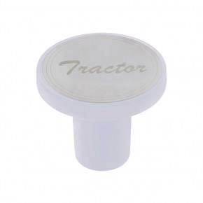 Tractor Aluminum Screw-On Air Valve Knob with Stainless Plaque - Pearl White