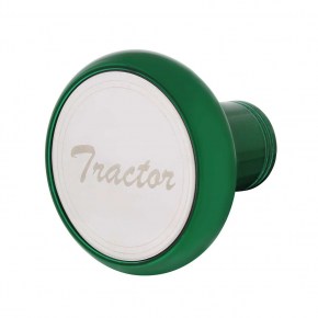 Tractor Deluxe Aluminum Screw-On Air Valve Knob -Stainless Plaque -Emerald Green