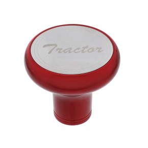 Tractor Deluxe Aluminum Screw-On Air Valve Knob -Stainless Plaque -Candy Red