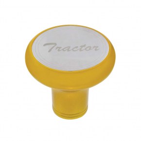 Tractor Deluxe Aluminum Screw-On Air Valve Knob -Stainless Plaque - Electric Yellow