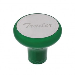 Trailer Deluxe Aluminum Screw-On Air Valve Knob -Stainless Plaque -Emerald Green
