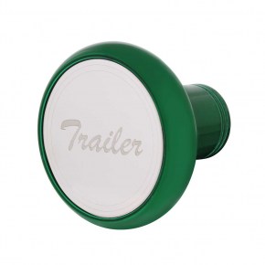 Trailer Deluxe Aluminum Screw-On Air Valve Knob -Stainless Plaque -Emerald Green
