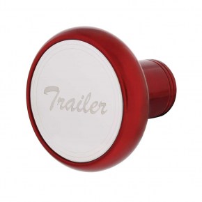 Trailer Deluxe Aluminum Screw-On Air Valve Knob -Stainless Plaque -Candy Red