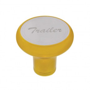 Trailer Deluxe Aluminum Screw-On Air Valve Knob -Stainless Plaque - Electric Yellow