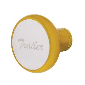 Trailer Deluxe Aluminum Screw-On Air Valve Knob -Stainless Plaque - Electric Yellow