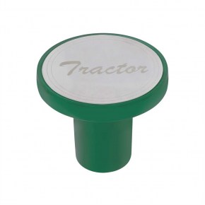 Tractor Aluminum Screw-On Air Valve Knob with Stainless Plaque - Emerald Green