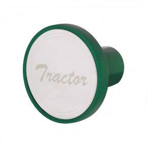 Tractor Aluminum Screw-On Air Valve Knob with Stainless Plaque - Emerald Green
