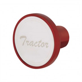 Tractor Aluminum Screw-On Air Valve Knob with Stainless Plaque - Candy Red