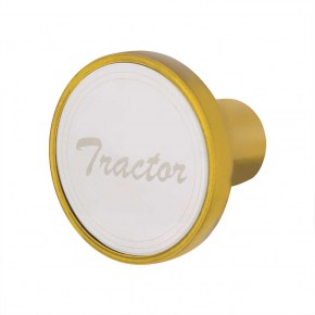 Tractor Aluminum Screw-On Air Valve Knob with Stainless Plaque - Electric Yellow
