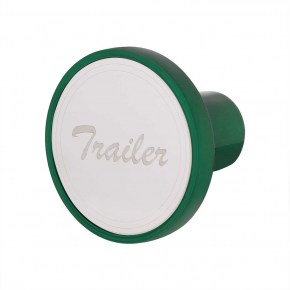 Trailer Aluminum Screw-On Air Valve Knob -Stainless Plaque - Emerald Green
