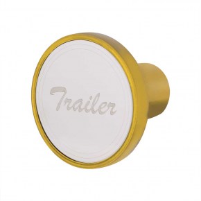 Trailer Aluminum Screw-On Air Valve Knob -Stainless Plaque - Electric Yellow