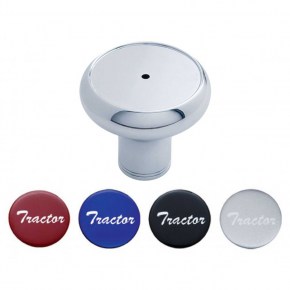 Deluxe Aluminum Screw-On Air Valve Knob with Multi-Color Glossy Tractor Sticker - Chrome