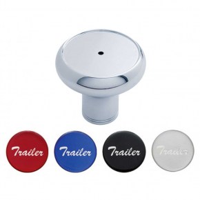 Deluxe Aluminum Screw-On Air Valve Knob with Multi-Color Glossy Trailer Sticker - Chrome