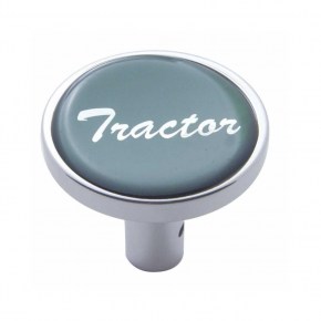 Large Chrome Tractor Long Air Valve Knob - Green Glossy Sticker