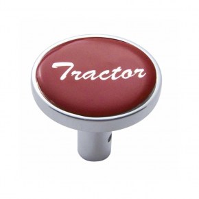 Large Chrome Tractor Long Air Valve Knob - Red Glossy Sticker