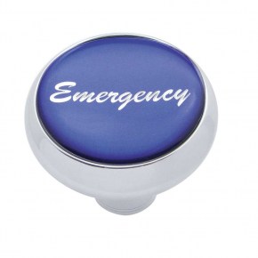 Emergency Deluxe Chrome Screw-On Air Valve Knob - Blue Glossy Sticker