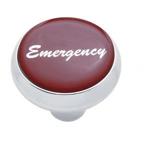 Emergency Deluxe Chrome Screw-On Air Valve Knob - Red Glossy Sticker