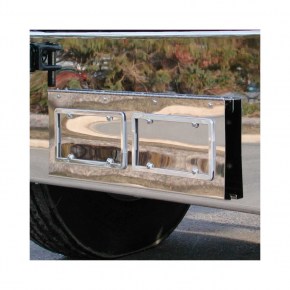 Dual License Swing Plate for Kenworth W900 with Texas Style Bumper - Polished Stainless Steel