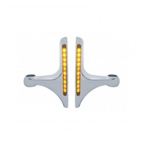 Headlight Brackets with 10 Amber LED Light Bar and Amber Lens - Polish Aluminum