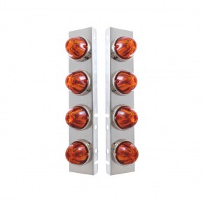 Peterbilt Front Air Cleaner Kit w/ 8 Glass Watermelon Lights & Bezels - Dark Amber