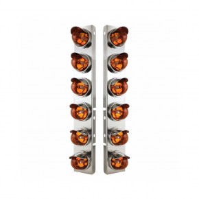 Peterbilt Front Air Cleaner Kit w/ 12 Glass Original Lights & Visor - Dark Amber Lens