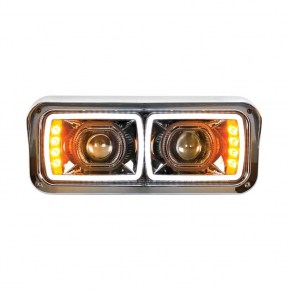 High Power LED Blackout Projection Headlight with LED Turn Signal and LED Position Light Bar - Passenger Side
