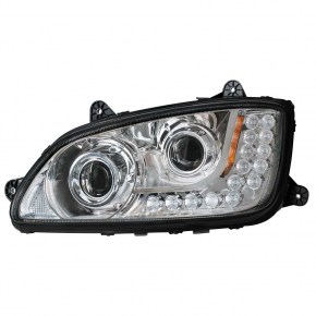 Chrome Projection Headlight for Kenworth T660/T440/T470 with LED Turn - Driver