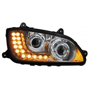 Chrome Projection Headlight for Kenworth T660/T440/T470 with LED Turn - Passenger