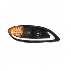 Blackout Projection Headlight with LED Turn Signal & Light Bar for 2006-2017 International Prostar - Passenger Side