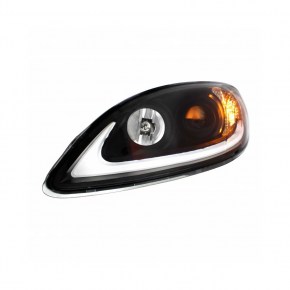 Projection Headlight with LED Light Bar for 2006-2017 International Prostar - Blackout - Driver Side