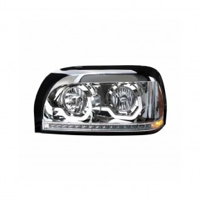 Projection Headlight w/ LED Turn Signal & Light Bar for 1996-2010 Freightliner Century - Chrome - Driver