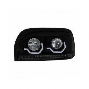 1996-2010 Freightliner Century Projection Headlight w/ LED Turn Signal & Light Bar - Blackout - Driver