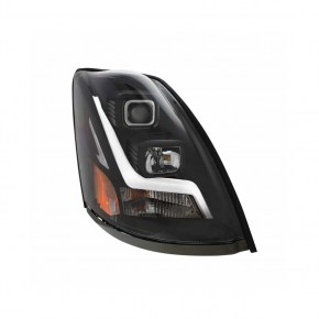 Projection Headlight w/ LED Position Light Bar for Volvo VN/VNL - Blackout - Passenger