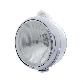 Stainless Guide Headlight H4 Bulb & LED Turn Signal - Amber LED/Clear Lens