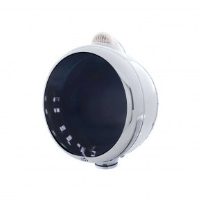 Chrome Guide Headlight Housing w/ Amber LED/Clear Lens Turning Light