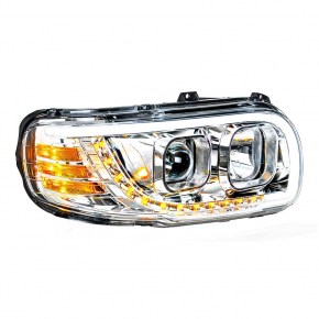 Projection Headlight with LED Position/Turn for Peterbilt 567/388/389 - Chrome - Passenger Side