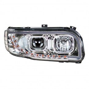 Projection Headlight with LED Position/Turn for Peterbilt 567/388/389 - Chrome - Passenger Side