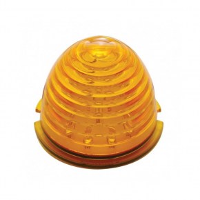 Peterbilt Stainless Front Air Cleaner Bracket w/ Twelve 17 LED Beehive Lights & Stainless Bezels - Amber LED/Amber Lens