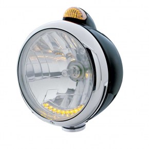 Black Guide 682-C Headlight H4 with 10 Amber LEDs and Dual Mode LED Signal - Amber Lens