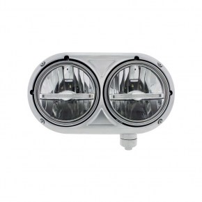 Dual Headlight w/ 9 LED Bulb & Amber LED Light Bar for Peterbilt 359 - Passenger