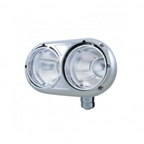 Peterbilt 359 Style Dual Headlight Housing with Inner Lamp Bucket - 304 Stainless Steel - Passenger Side