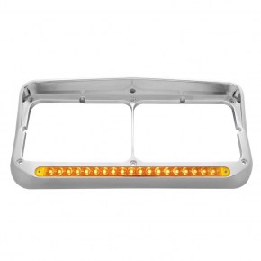 19 Amber LED Rectangular Dual Headlight Bezel with Visor and Amber Lens