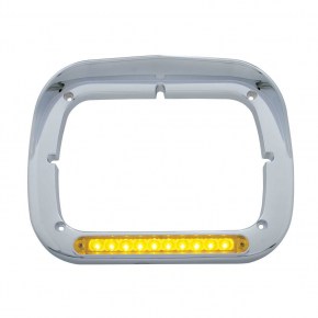 10 Amber LED 5 Inch x 7 Inch Rectangular Headlight Bezel with Visor and Amber Lens